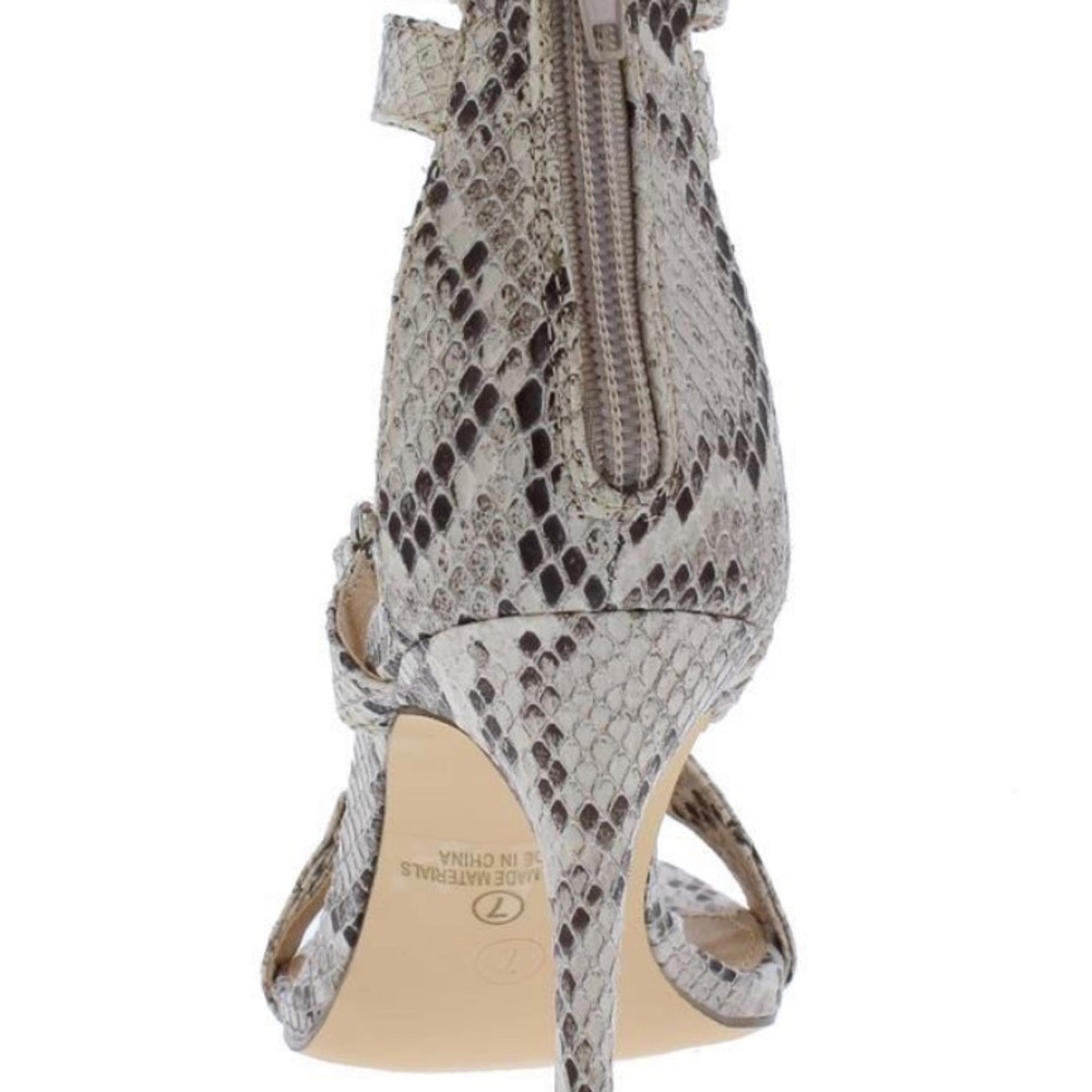 4 Inch Stiletto Heel - Zion Brown, Snake, Strappy Open Toe Rear Zipper. - Picture 4 of 5